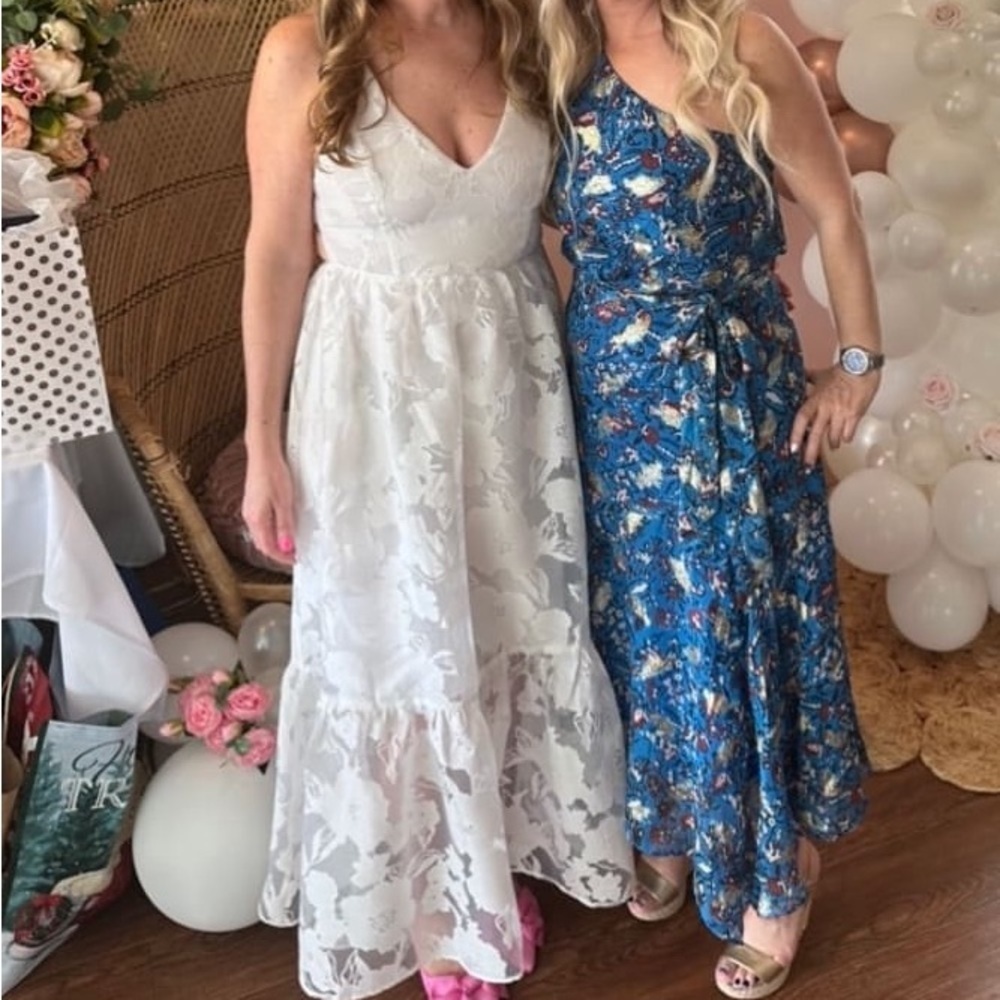 Feeling Like Forever White Jacquard Organza Lace-Up Midi Dress - Picture 4 of 8